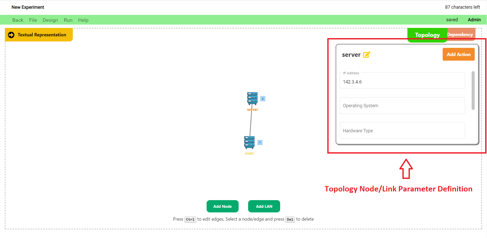 Experiment page topology options